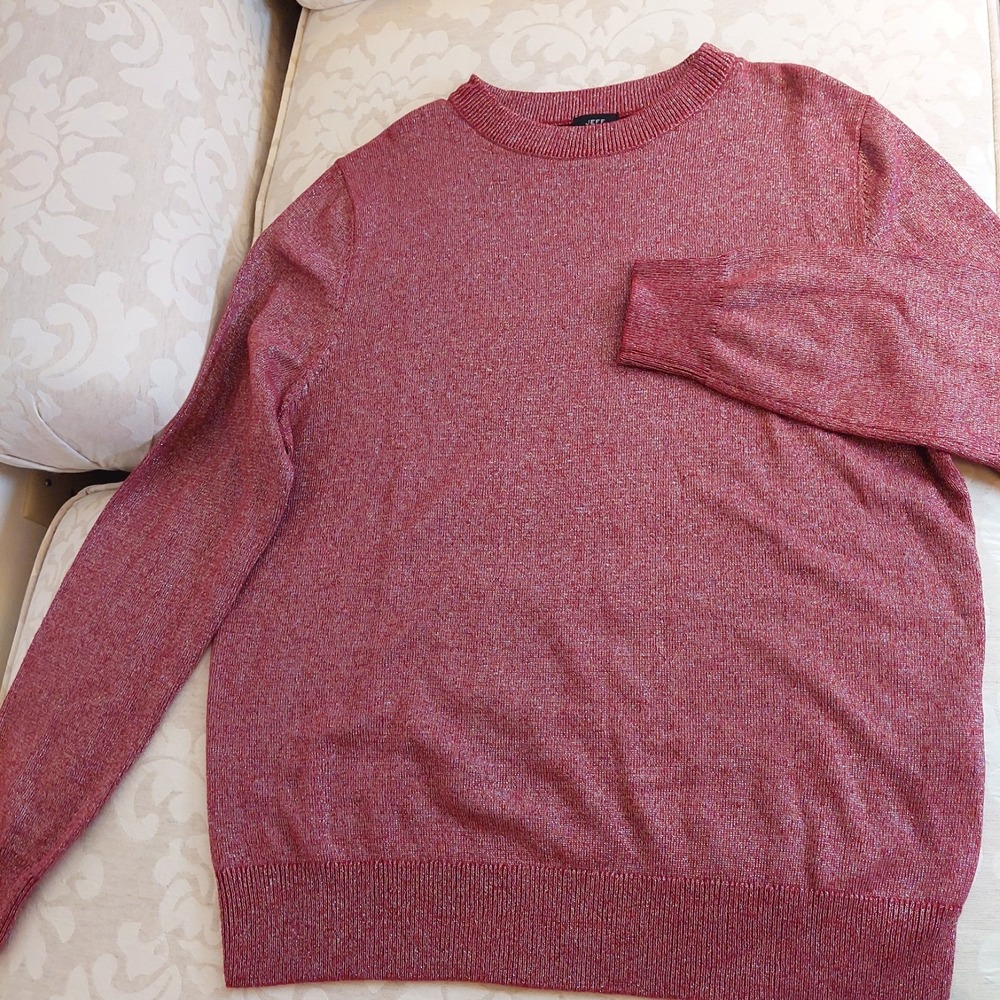 Jeff The Bennett Men's Crew Neck Sweater Wine Silver Lurex Size Large $198 NEW! - Picture 2 of 13